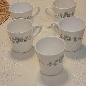 Vintage 5x Corningware Callaway Ivy Swirl  Coffee Cups Mugs Coordinates